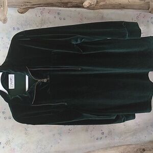 Valenti Women's Size Large Forest/Hunter Green Velvet 1/4 Zip Long Sleeve Top